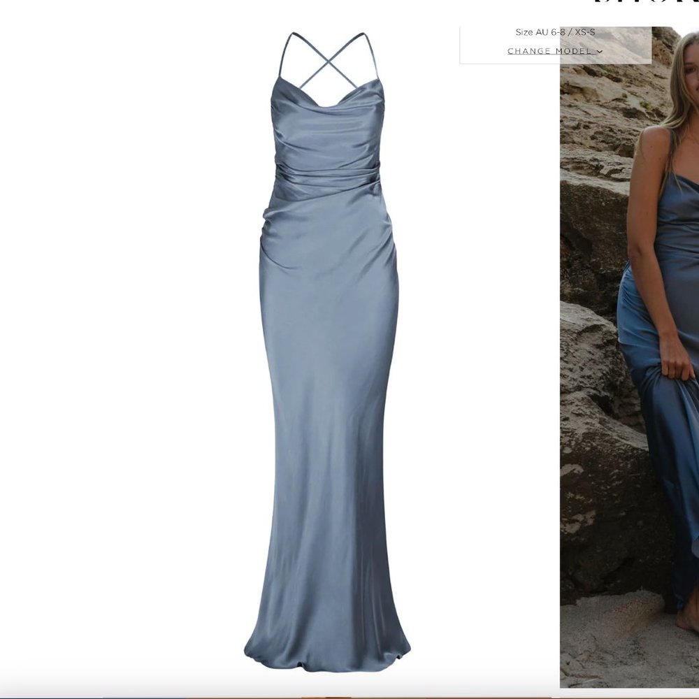 LA LUNE LACE BACK MAXI DRESS - BLUE SMOKE